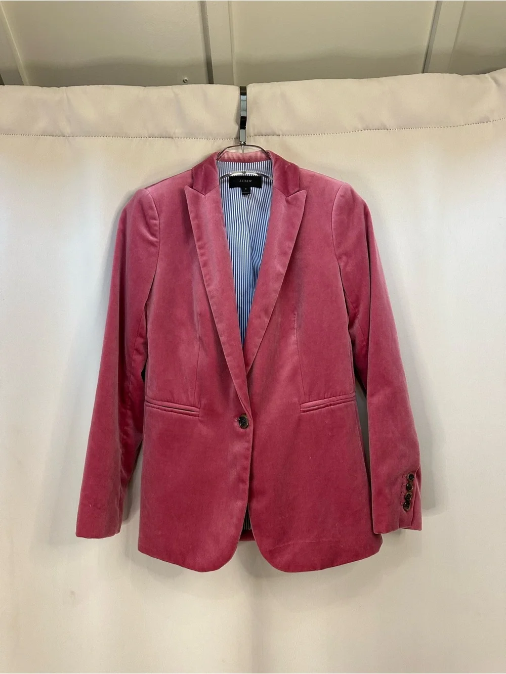 J. Crew Pink Velvet Single-Button Blazer - Size 0 XS
